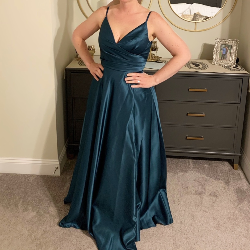 JJs House Peacock Bridesmaid dress